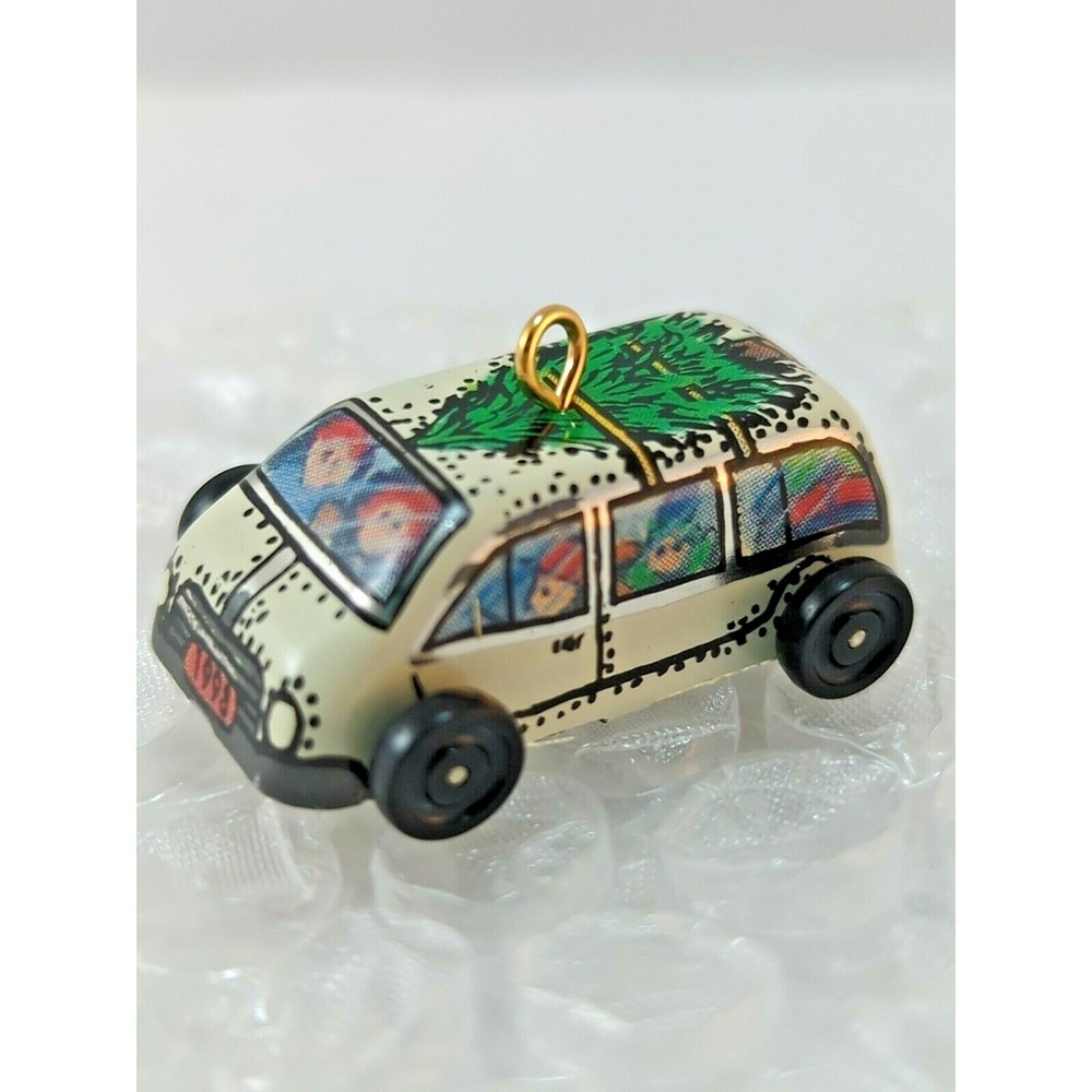 Hallmark Keepsake Ornament 1993 On the Road Pressed Tin Car Wheels Move
